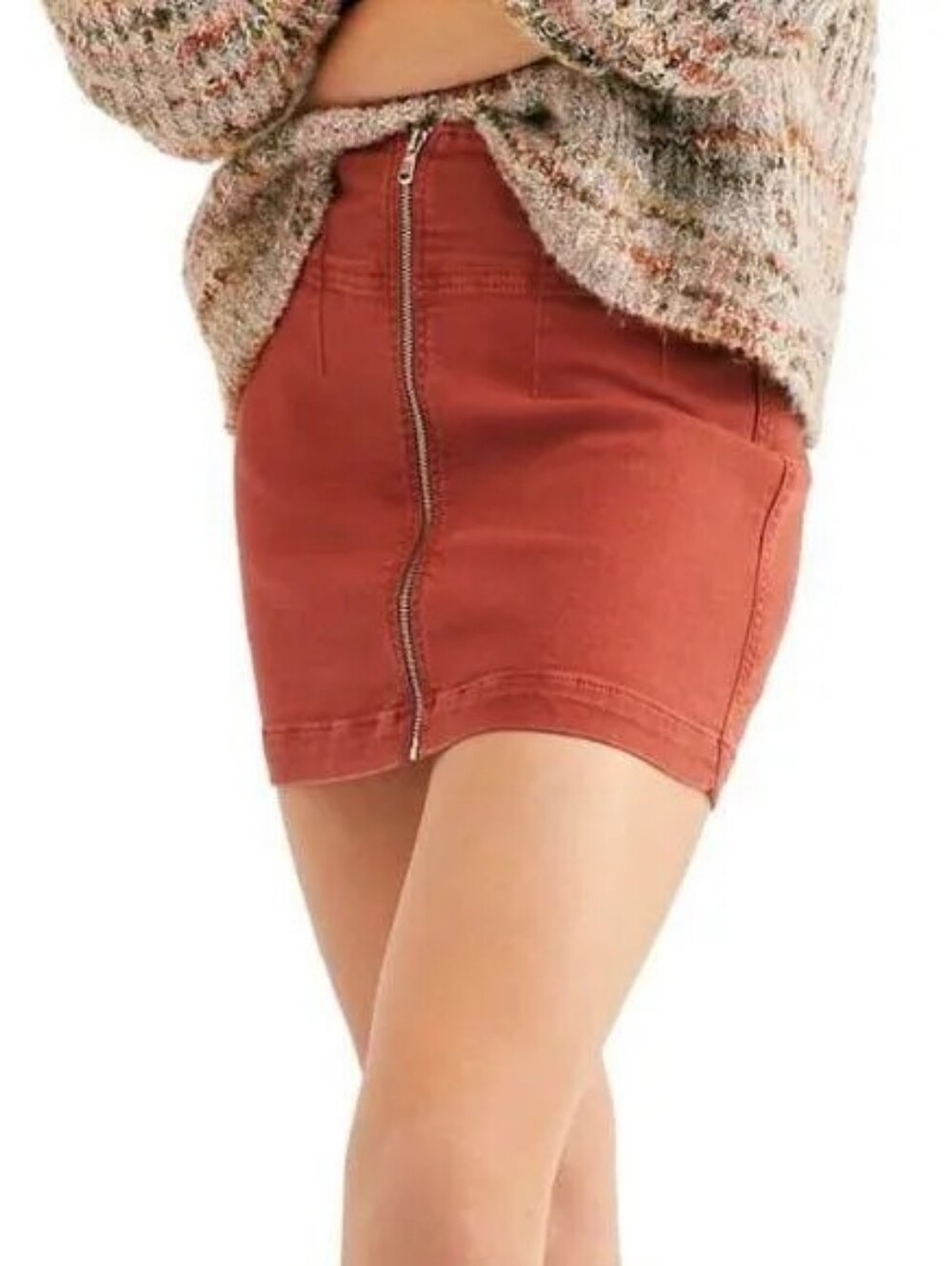 We The Free Virgo Front Zip Mini Skirt - RUST